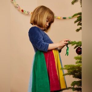 Mini Boden Girl’s Rainbow Velvet Dress